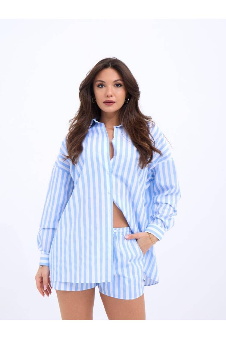 Shirt Shorts Double Set - Fame - Globality Store - Women Clothes Wholesale Turkey