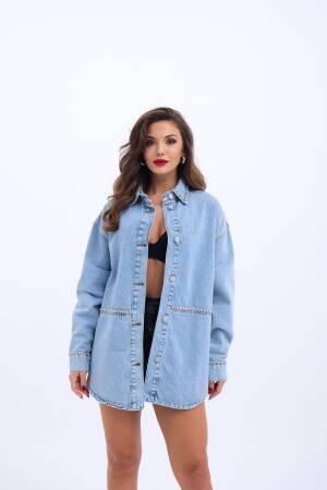 Denim Jacket - Blue - Fame - Globality Store - Women Clothes Wholesale Turkey
