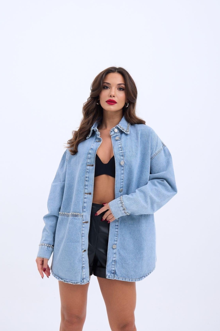 Denim Jacket - Blue - Fame - Globality Store - Women Clothes Wholesale Turkey