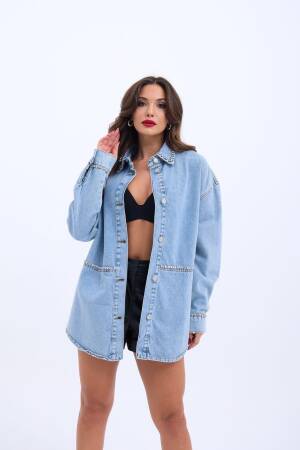 Denim Jacket - Blue - Fame - Globality Store - Women Clothes Wholesale Turkey