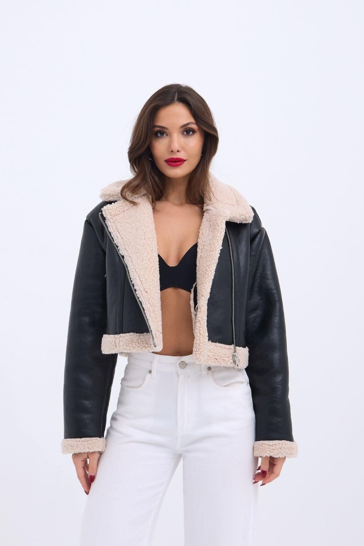Leather Jacket - Black - Fame - Globality Store - Women Clothes Wholesale Turkey