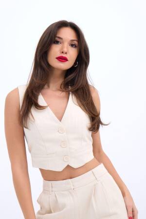 Vest - Beige - Fame - Globality Store - Women Clothes Wholesale Turkey