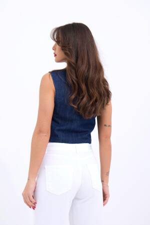Denim Vest - Blue - Fame - Globality Store - Women Clothes Wholesale Turkey
