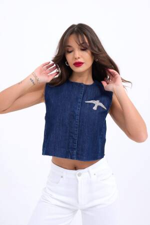 Denim Vest - Blue - Fame - Globality Store - Women Clothes Wholesale Turkey