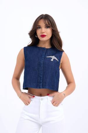 Denim Vest - Blue - Fame - Globality Store - Women Clothes Wholesale Turkey