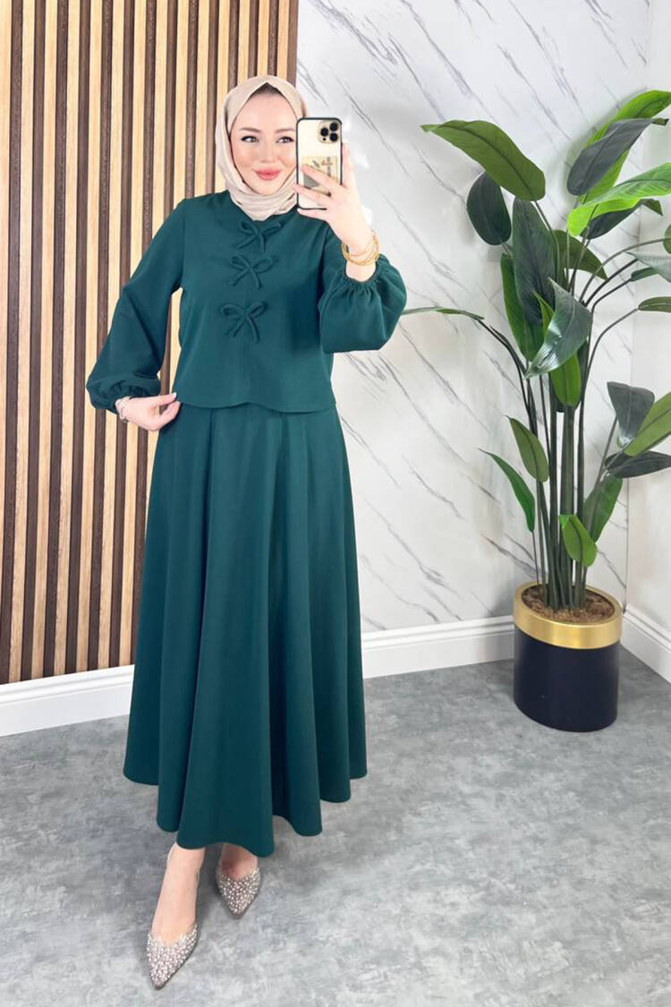 Dress Blouse Double Suit -Green - Mode Roy - Globality Store - Women Clothes Wholesale Turkey