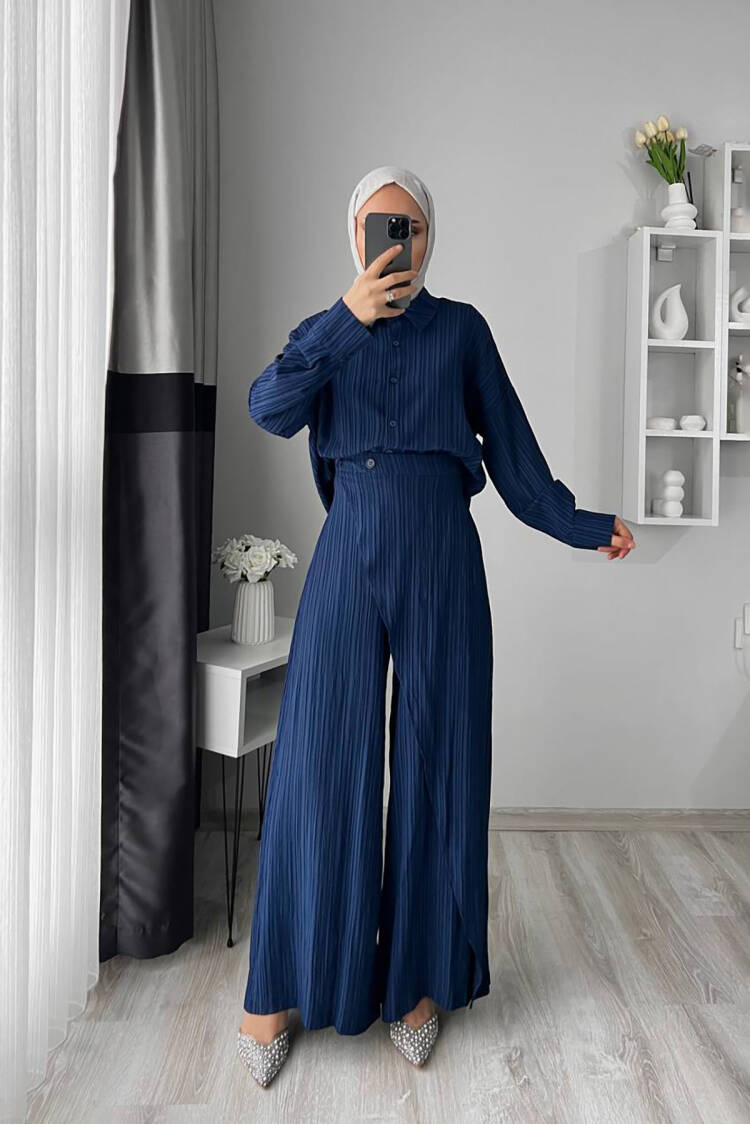 Tunic Trousers Double Burkini Set - Navy - Mode Roy - Globality Store - Women Clothes Wholesale Turkey