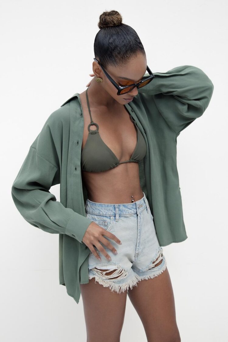 Frayed Denim Mini Shorts