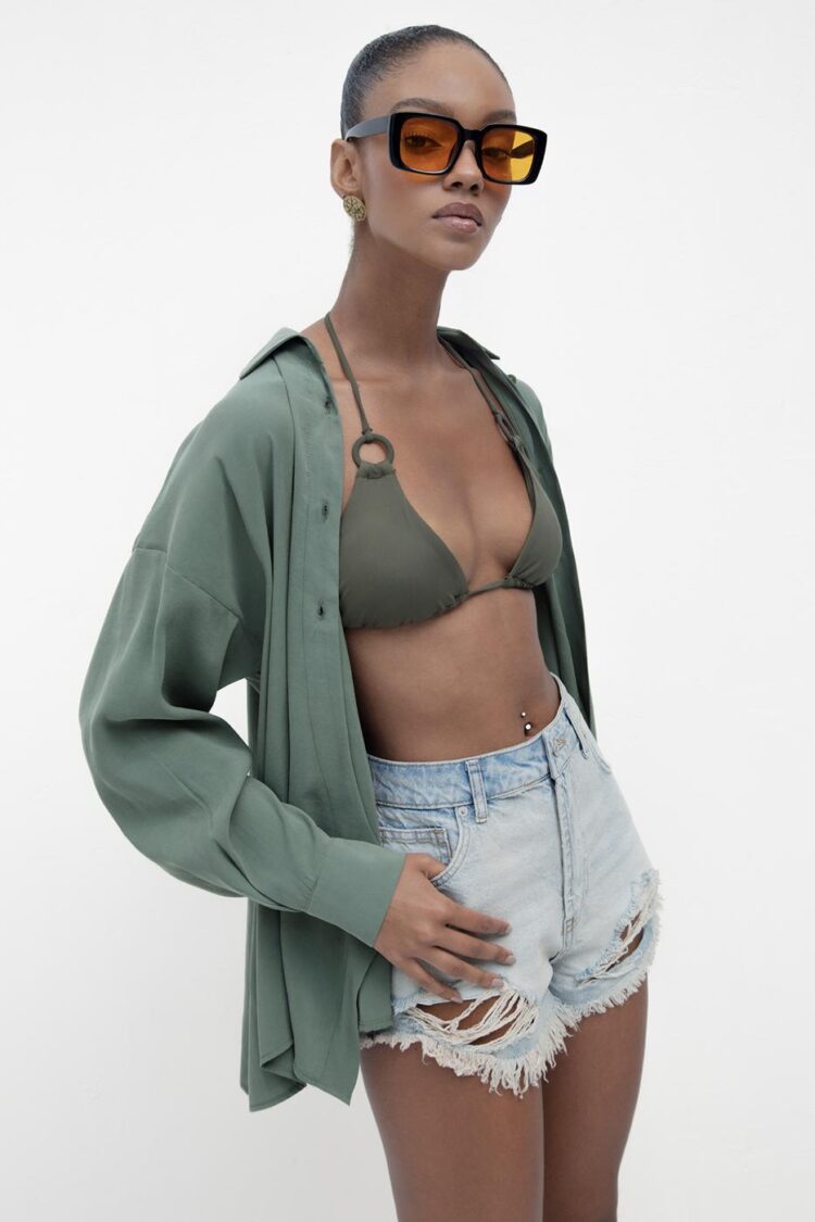 Frayed Denim Mini Shorts