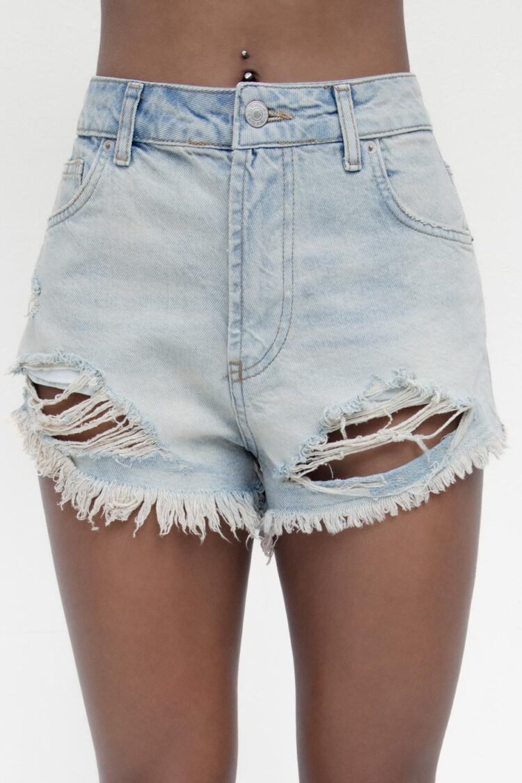 Frayed Denim Mini Shorts