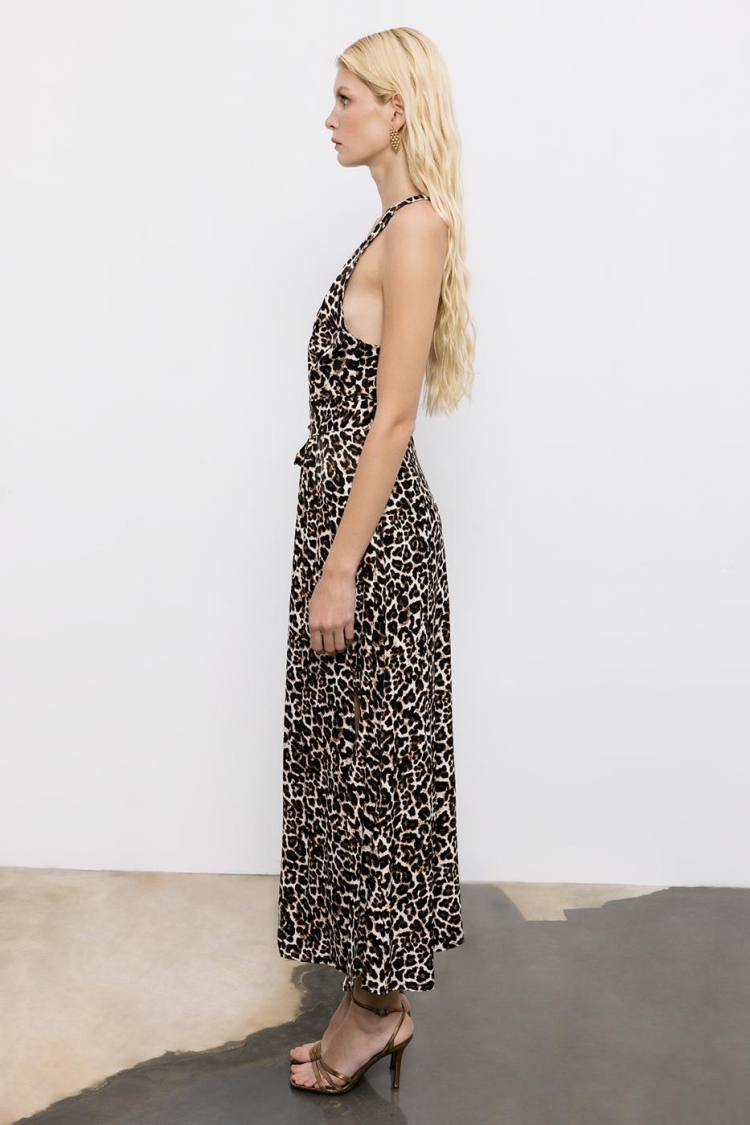 Deep V-Neck Detailed Midi Satin Dress