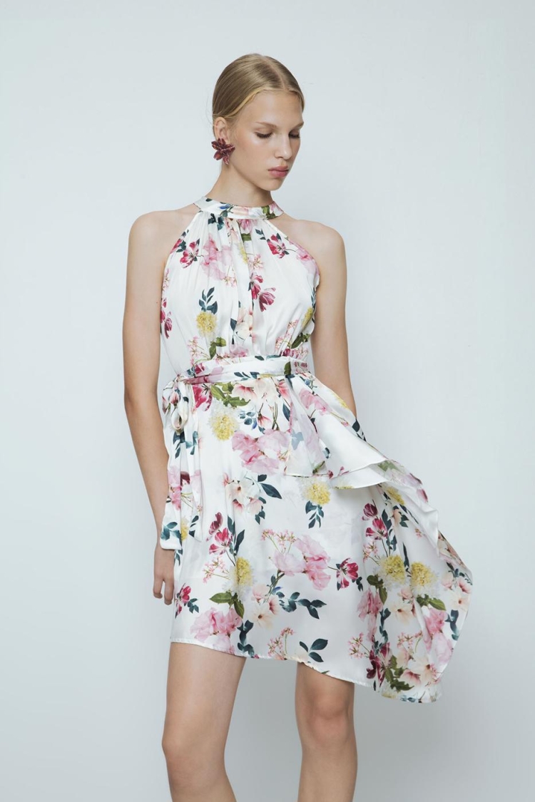 Asymmetric Satin Dress - Multicolor - BSL - Globality Store - Women Clothes Wholesale Turkey