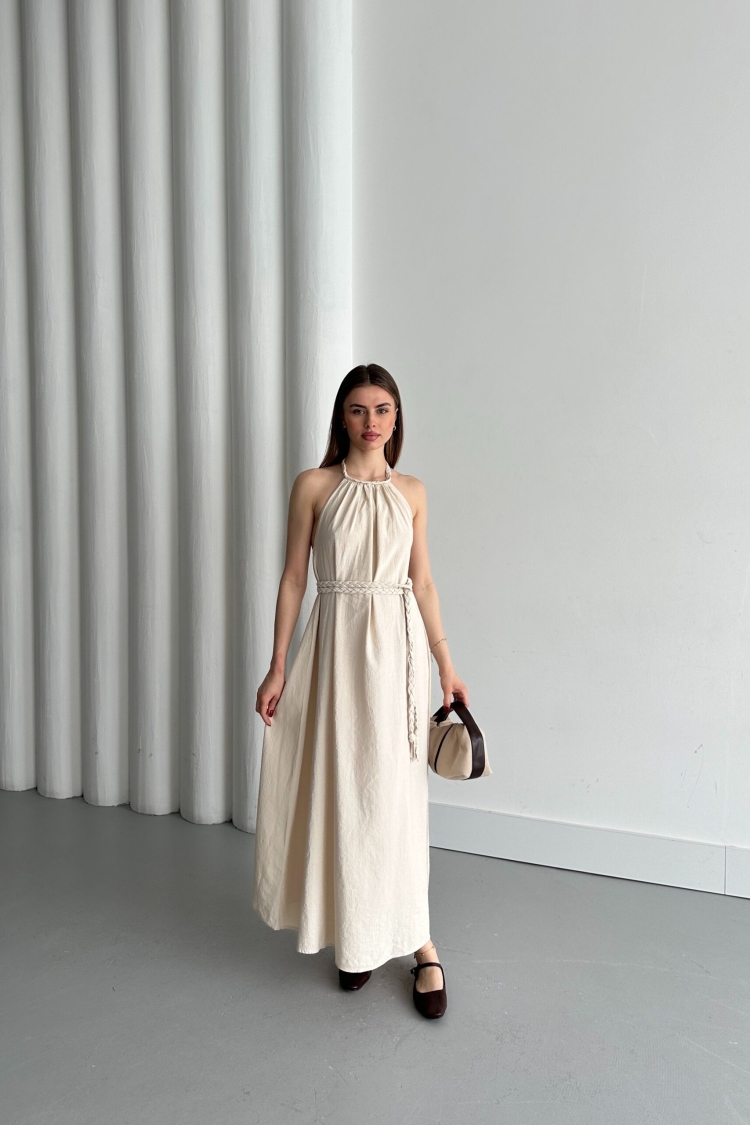 Open Back Belt Dress - My Fashion - Globality Store - Women Clothes Wholesale Turkey