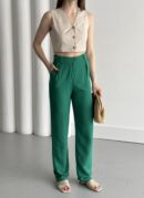 Agl Linen Pants With Zipper - My Fashion - Globality Store - Women Clothes Wholesale Turkey