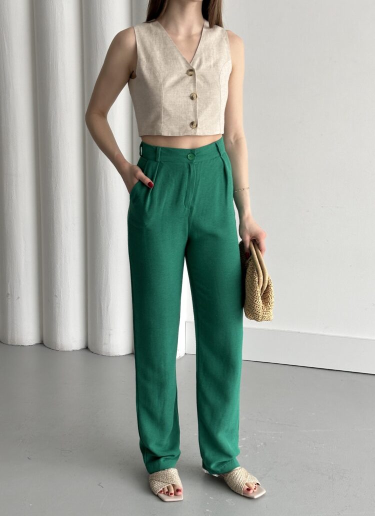 Agl Linen Pants With Zipper