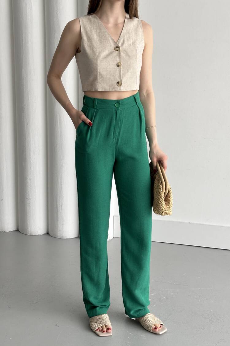 Agl Linen Pants With Zipper