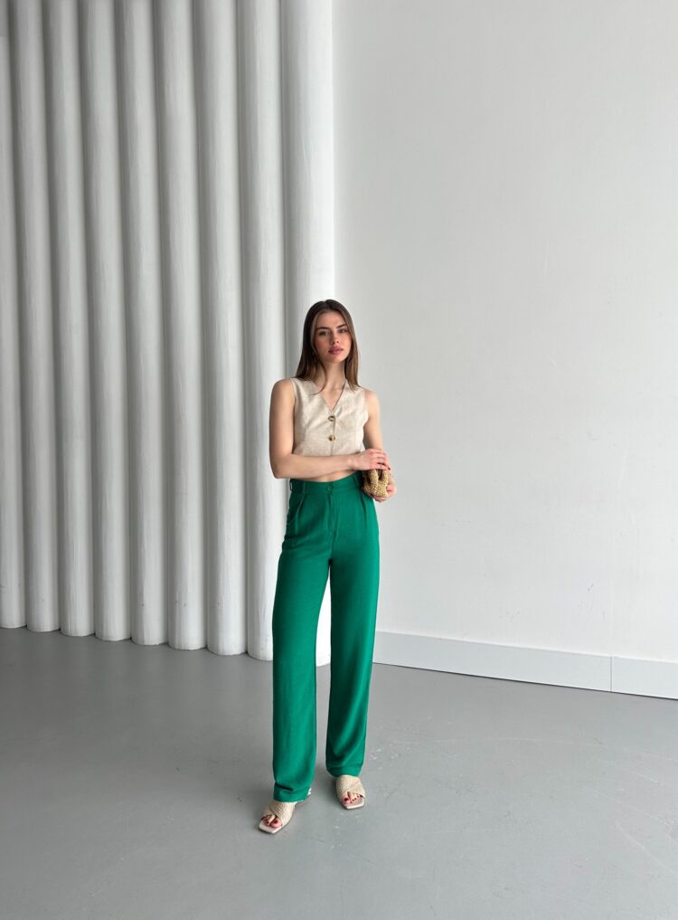 Agl Linen Pants With Zipper