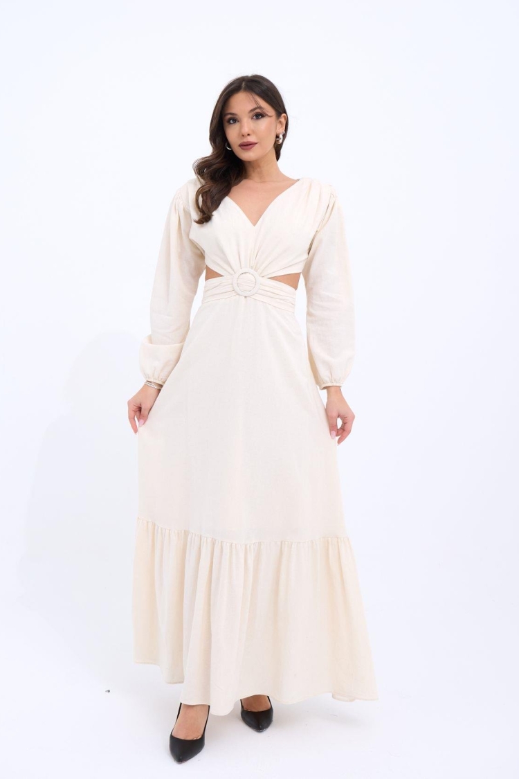 Dress - Beige - Fame - Globality Store - Women Clothes Wholesale Turkey