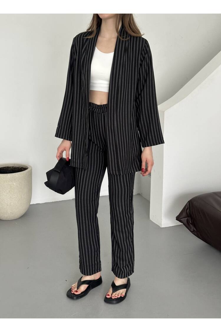 Striped Vest Suit - My Fashion - Globality Store - Women Clothes Wholesale Turkey