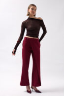 Tire Detail Asymmetric Pants - Burgundy - Black Fashion - Globality Store - Women Clothes Wholesale Turkey