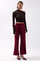 Tire Detail Asymmetric Pants - Burgundy - Black Fashion - Globality Store - Women Clothes Wholesale Turkey