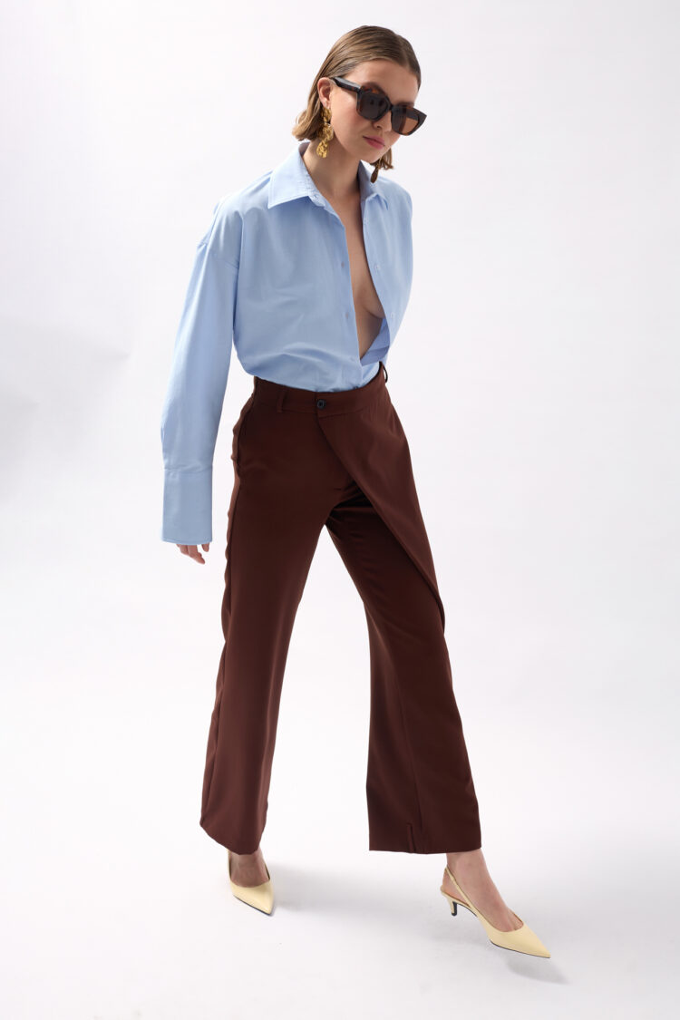 Tire Detail Asymmetric Pants - Black Fashion - Globality Store - Women Clothes Wholesale Turkey