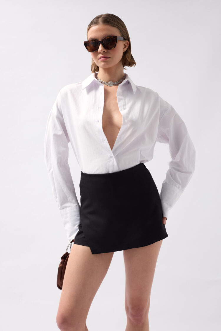 Basic Mini Shorts Skirt - Black Fashion - Globality Store - Women Clothes Wholesale Turkey