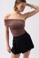 Pleated Mini Shorts Skirt - Black Fashion - Globality Store - Women Clothes Wholesale Turkey