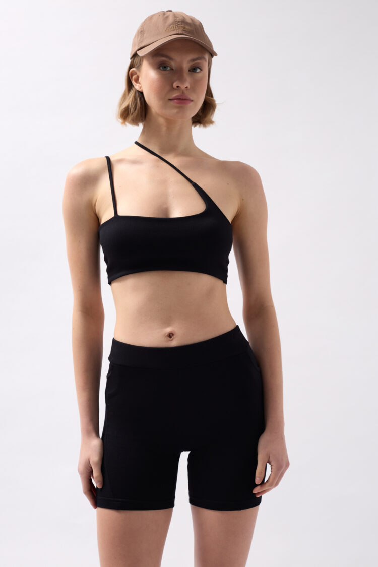 Pocket Detail Biker Shorts - Black Fashion - Globality Store - Women Clothes Wholesale Turkey