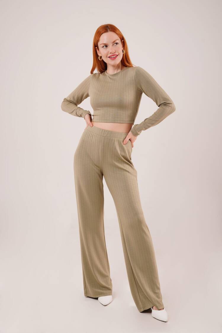 Ribbed Blouse And PantsDouble Suit - Lustrin - Globality Store - Women Clothes Wholesale Turkey