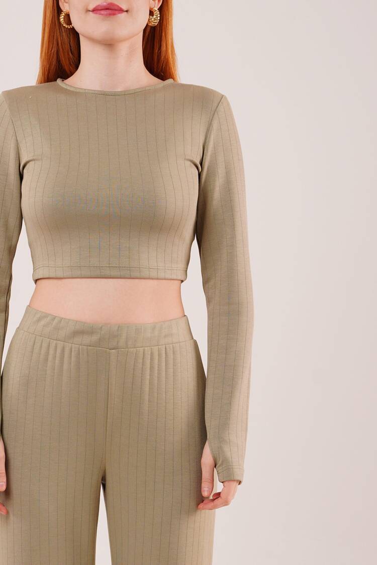 Ribbed Blouse And PantsDouble Suit