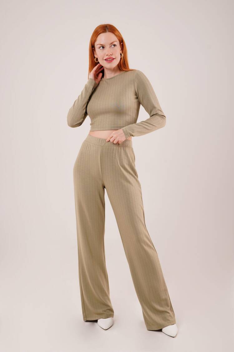 Ribbed Blouse And PantsDouble Suit
