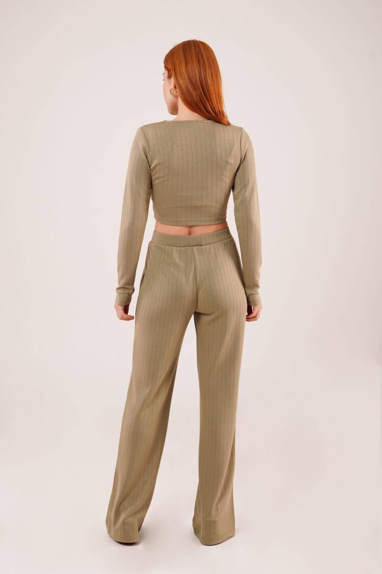 Ribbed Blouse And PantsDouble Suit
