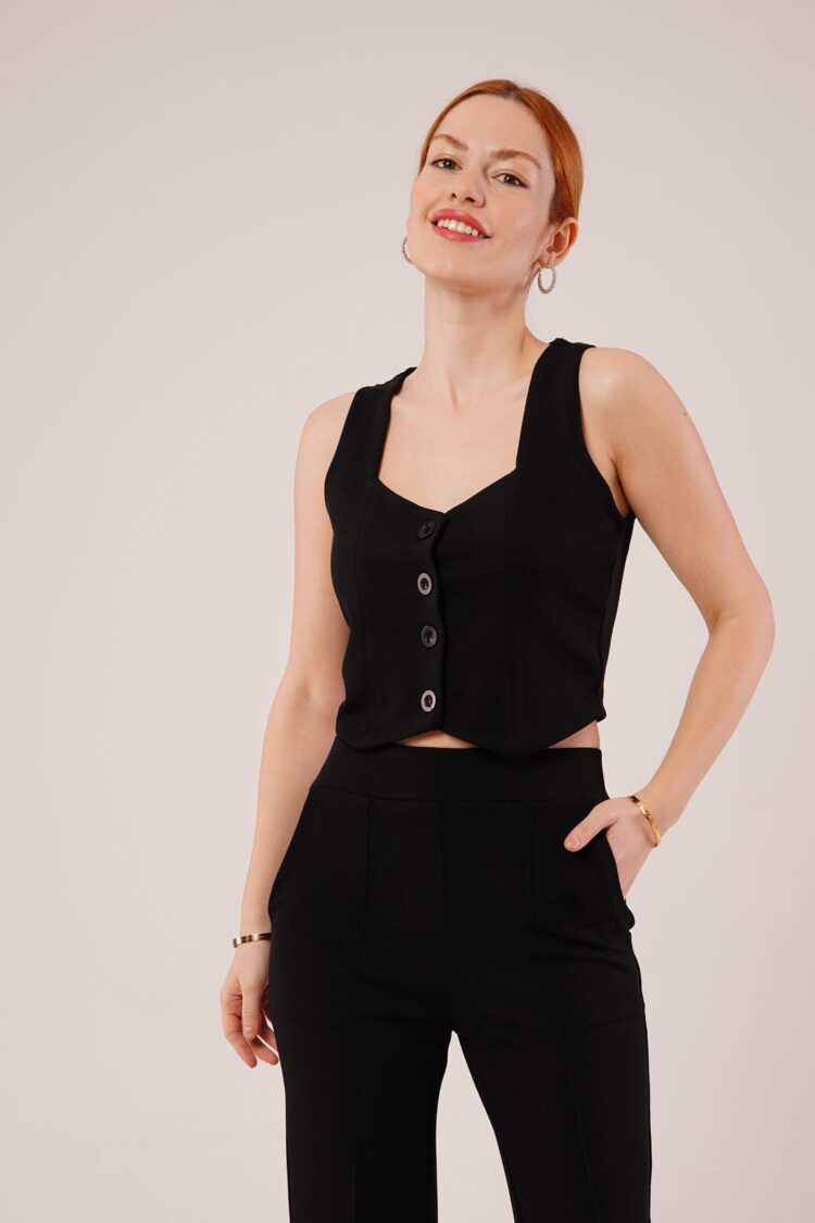 Thick Strap Buttoned Vest And PantsWholesale Suit