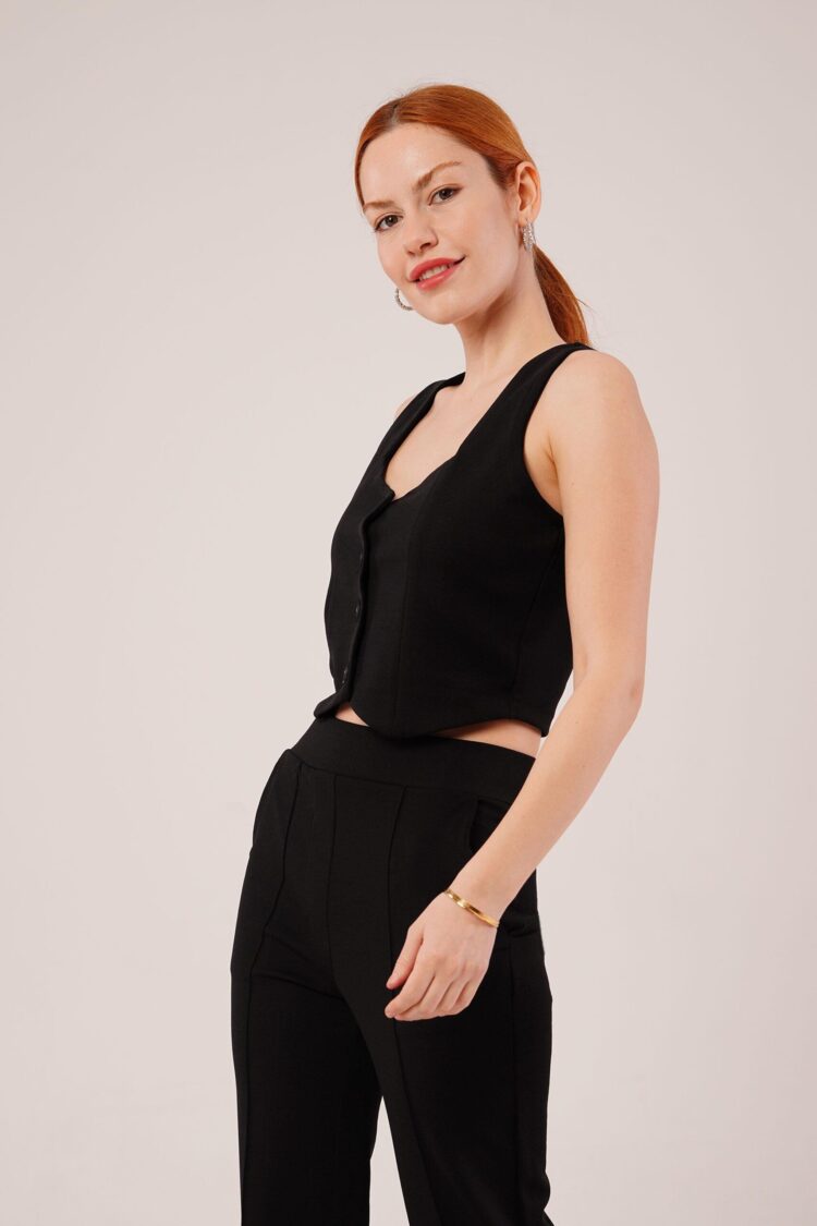 Thick Strap Buttoned Vest And PantsWholesale Suit