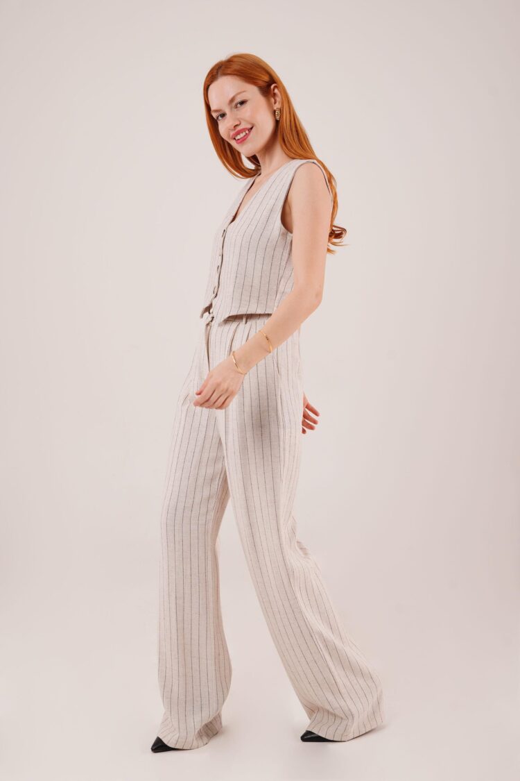 Wholesale Double Suit With Vest And Pants Black Stripe