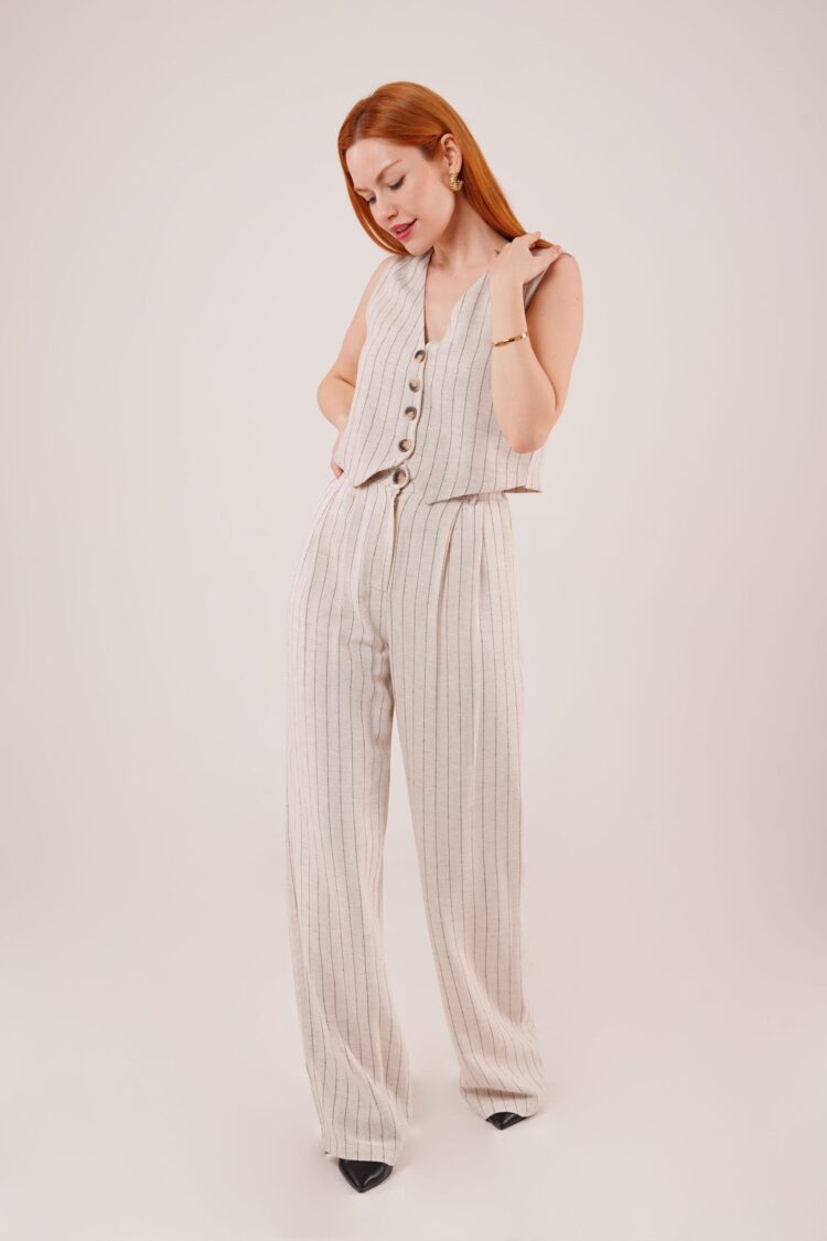 Wholesale Double Suit With Vest And Pants Black Stripe