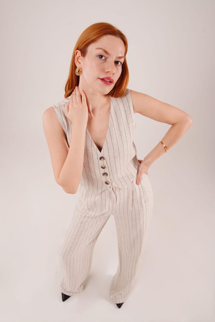 Wholesale Double Suit With Vest And Pants Black Stripe