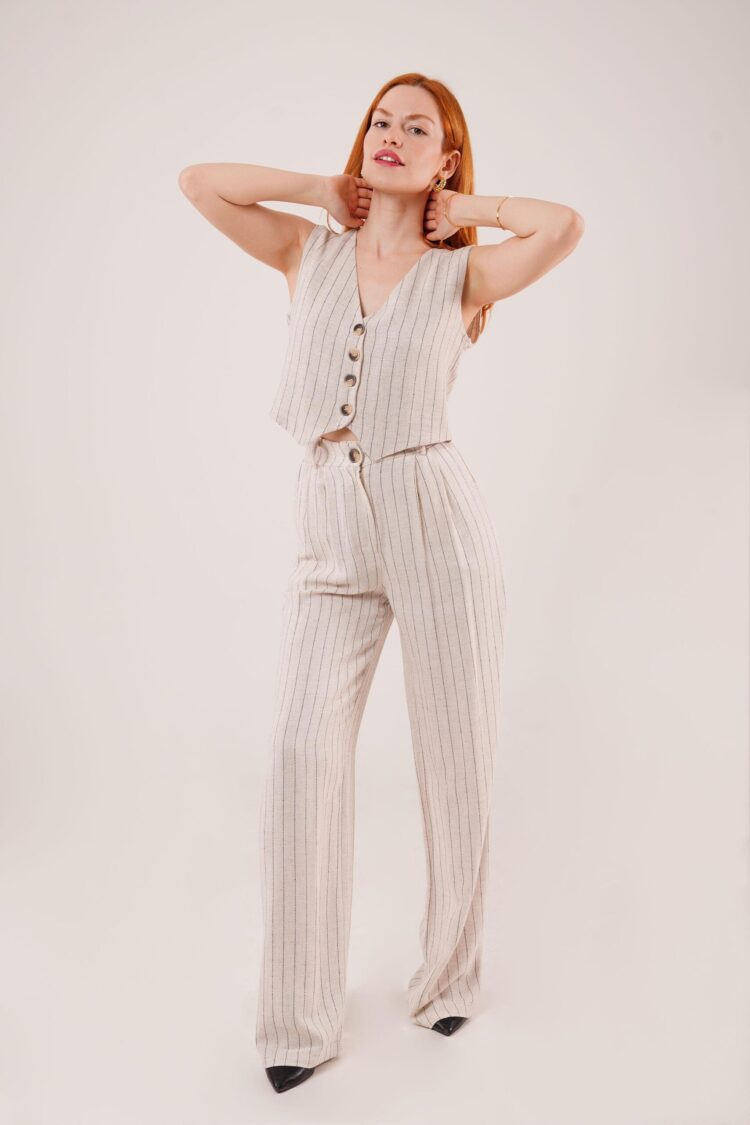 Wholesale Double Suit With Vest And Pants Black Stripe