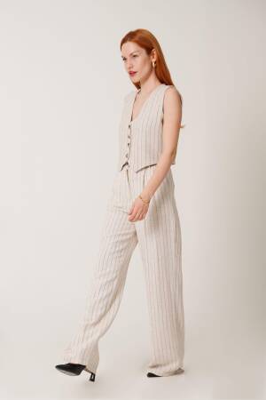 Wholesale Double Suit With Vest And Pants Black Stripe - Lustrin - Globality Store - Women Clothes Wholesale Turkey
