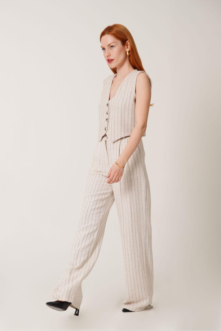 Wholesale Double Suit With Vest And Pants Black Stripe