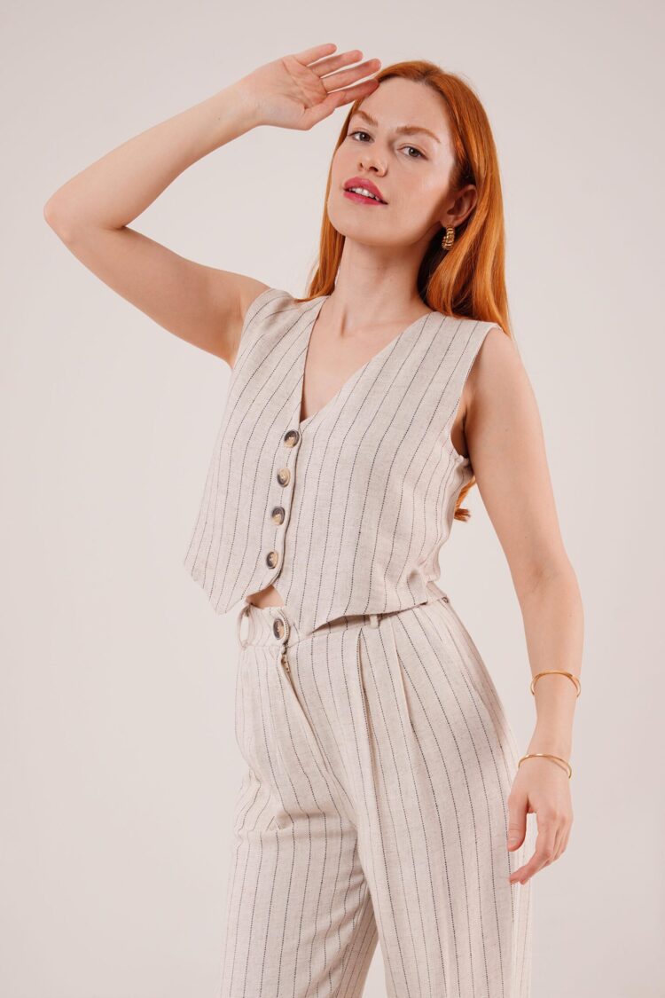 Wholesale Double Suit With Vest And Pants Black Stripe
