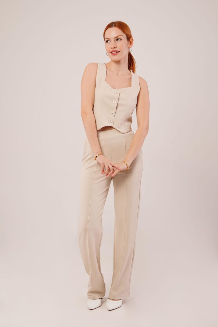 Thick Strap Buttoned Vest And PantsWholesale Suit