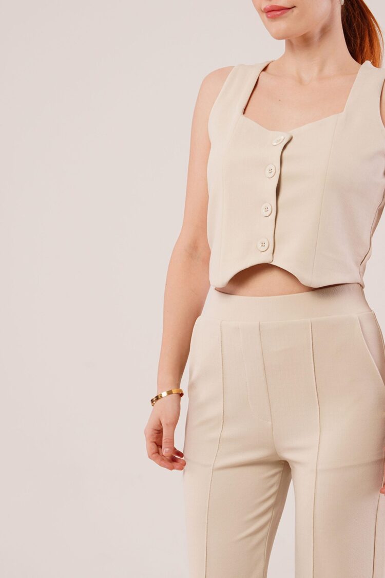 Thick Strap Buttoned Vest And PantsWholesale Suit