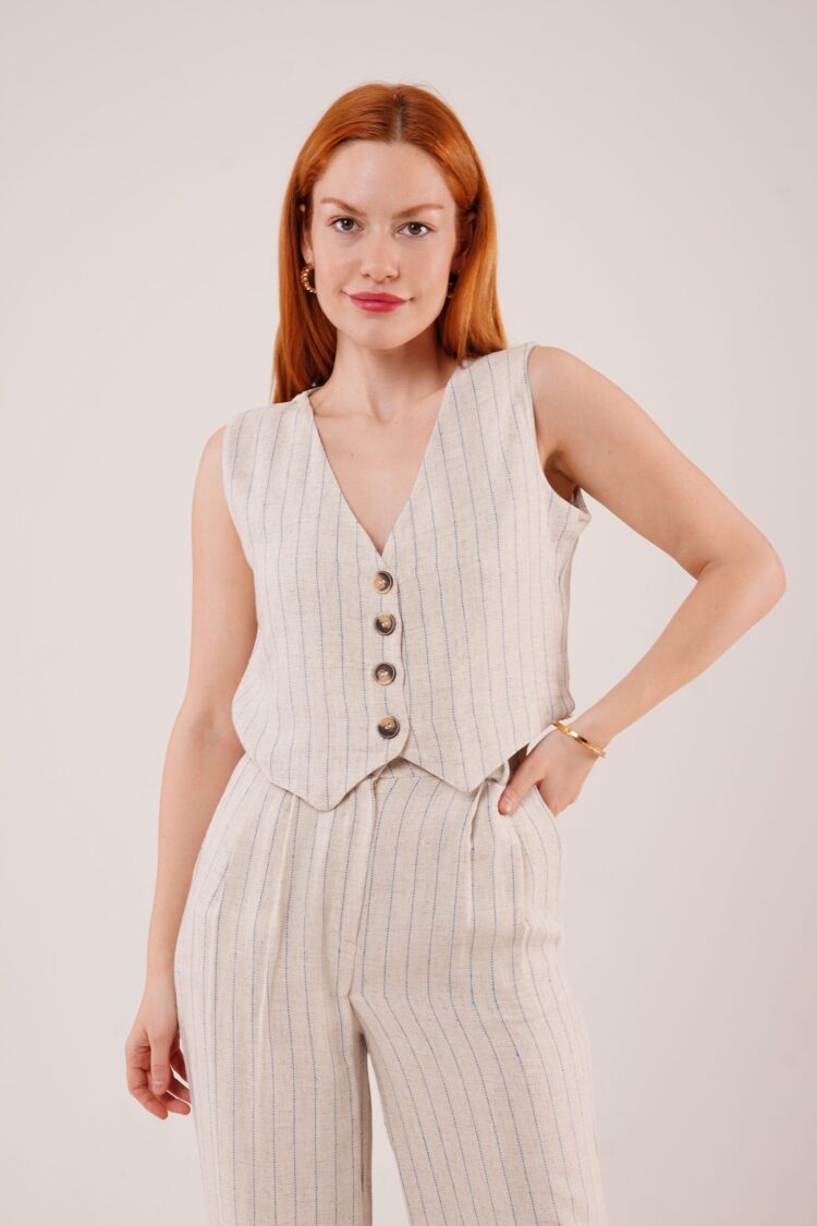 Wholesale Double Suit With Vest And PantsStripe