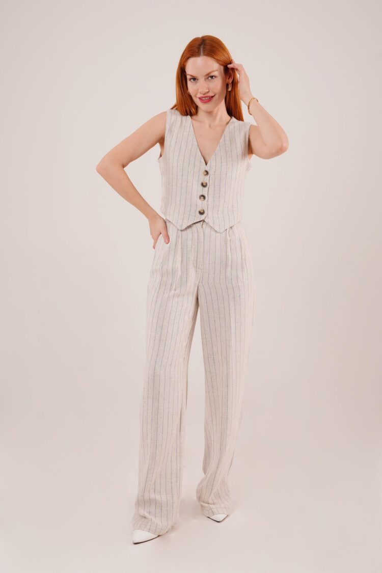 Wholesale Double Suit With Vest And PantsStripe