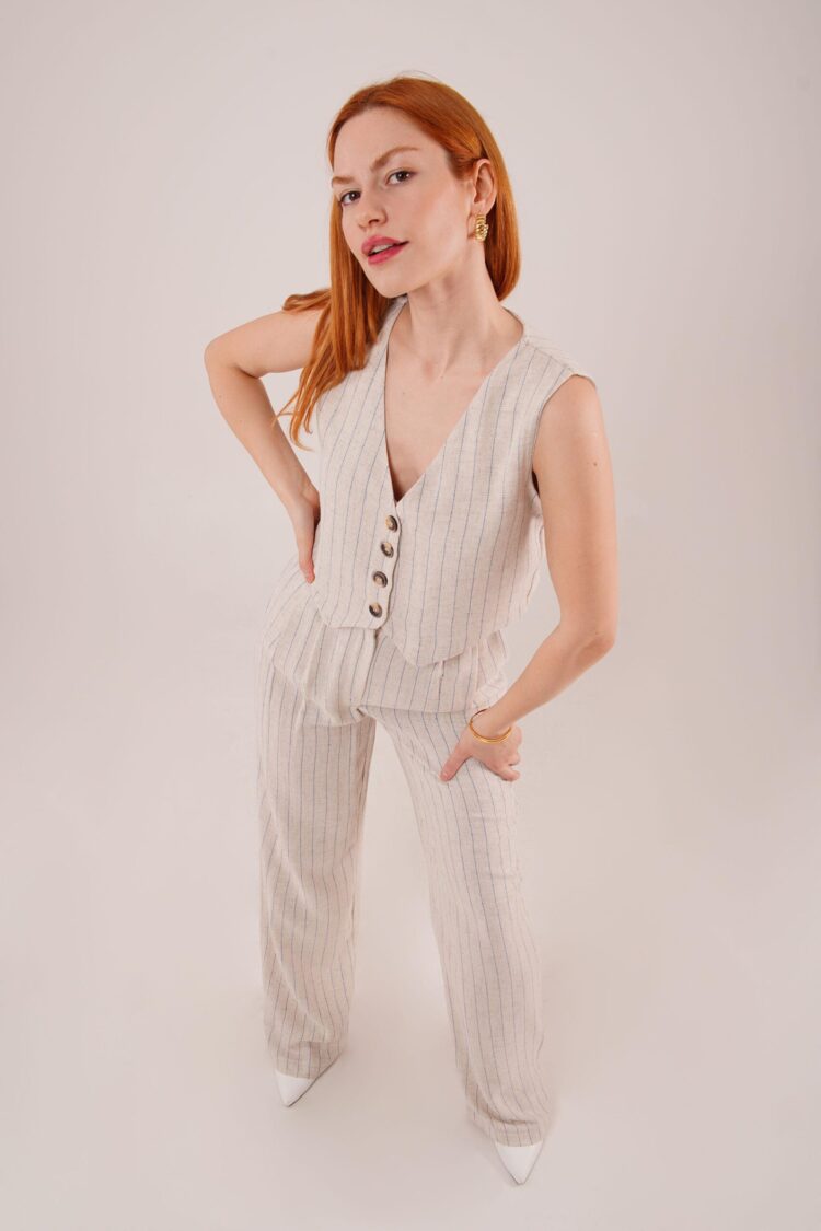 Wholesale Double Suit With Vest And PantsStripe