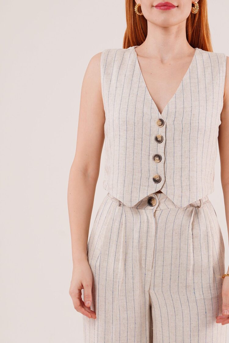 Wholesale Double Suit With Vest And PantsStripe
