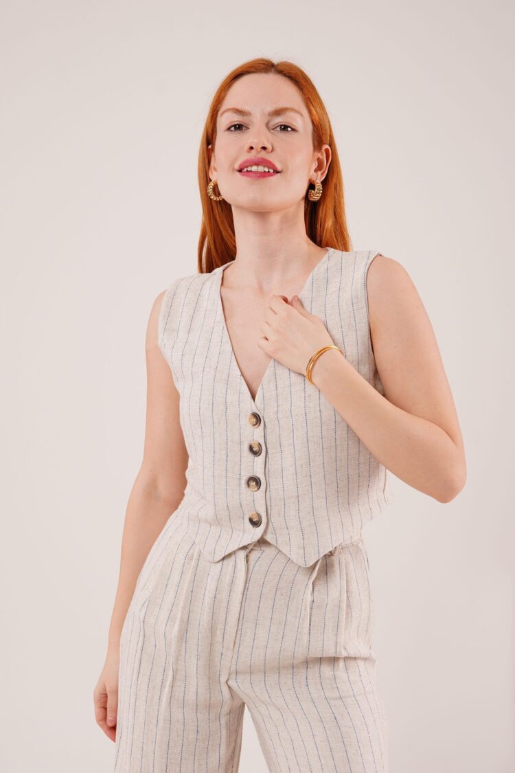 Wholesale Double Suit With Vest And PantsStripe