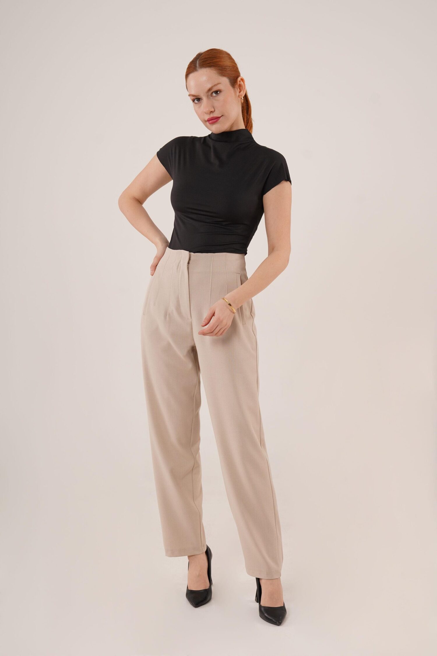 Double Collar Detailed WholesalePants - Lustrin - Globality Store - Women Clothes Wholesale Turkey